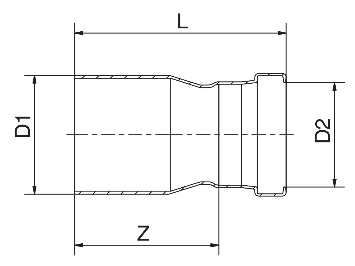 Reece B-Press XL Water Fitting Reducer 100mm X 80mm