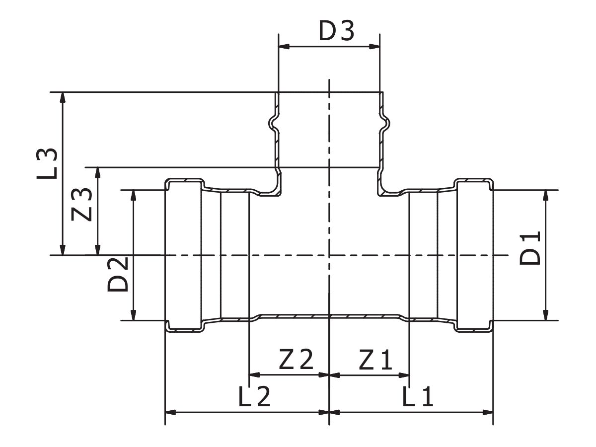 Reece B-Press XL Water Reducing Tee 100mm X 100mm X (65mm)