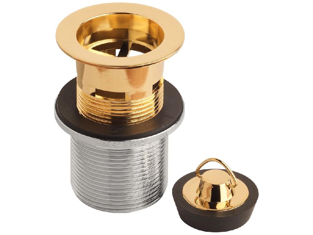 Reece Base 32mm/40mm X 80mm Plug & Waste With Overflow Brass Gold