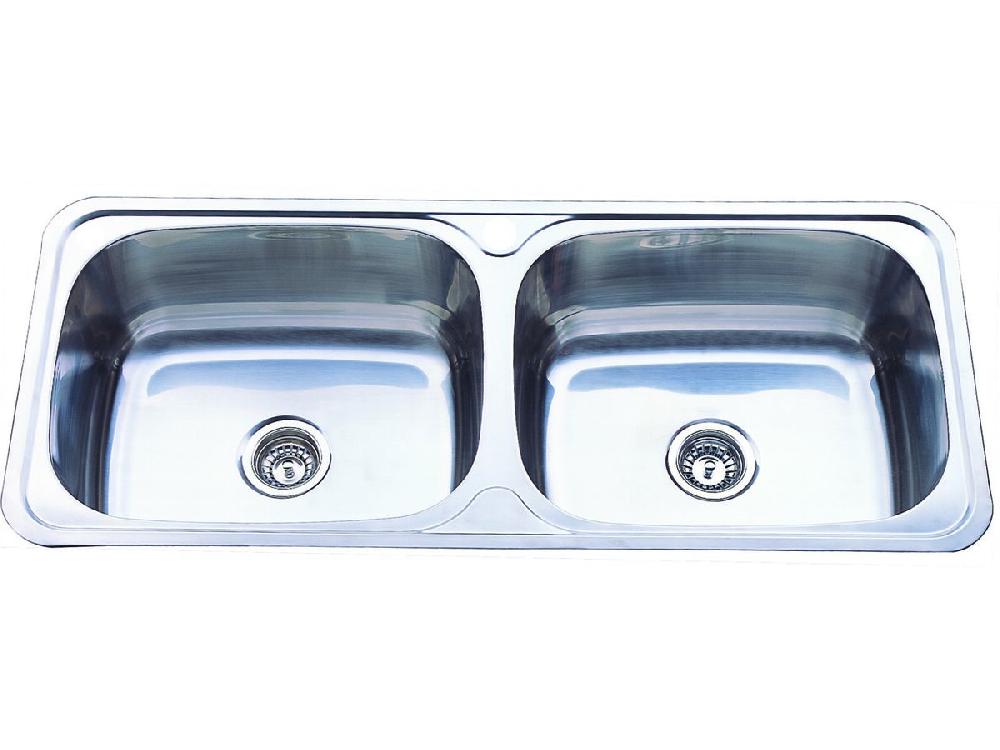 reece Base Double Inset Laundry Trough 1 Taphole with Bypass 90 litres Stainless Steel
