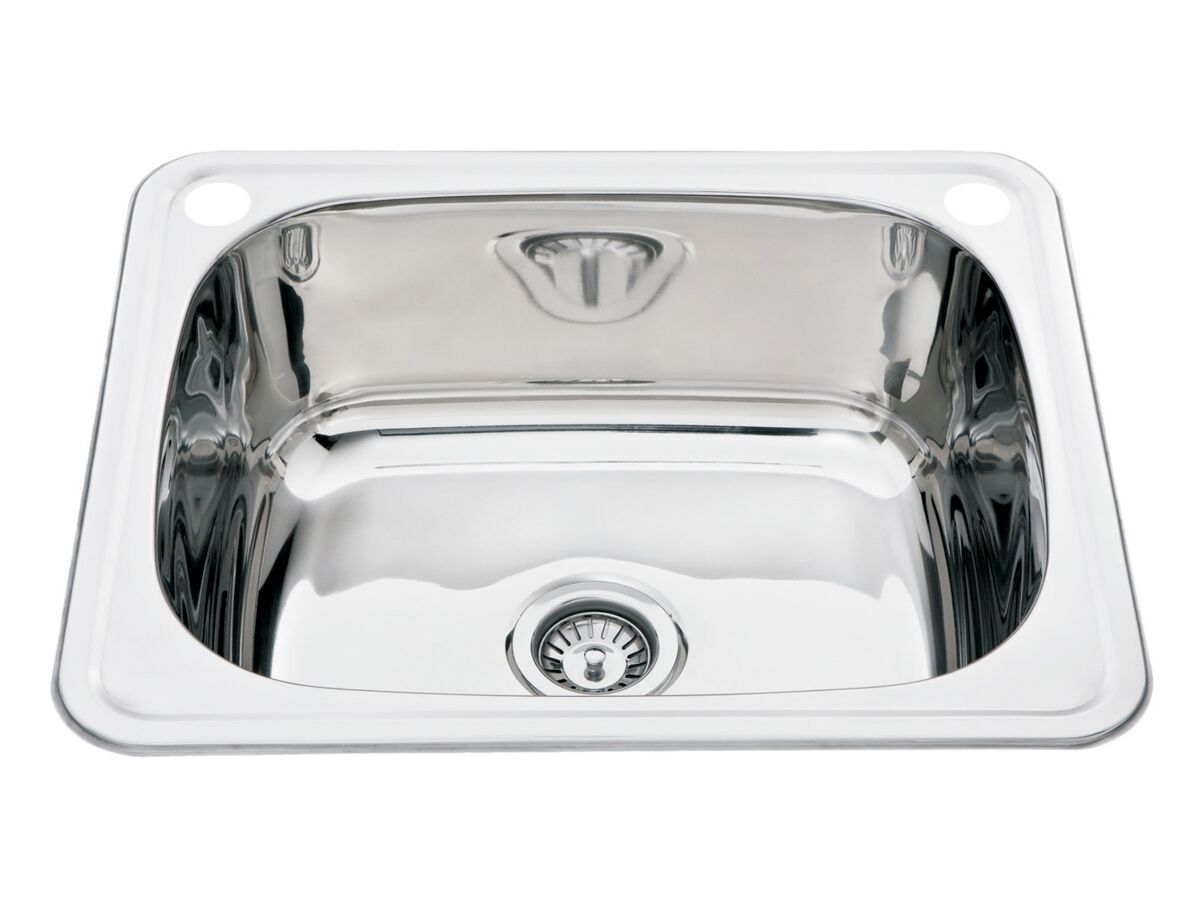 Reece Base Inset Laundry Trough 1 Taphole & Bypass 45 Litres Stainless Steel