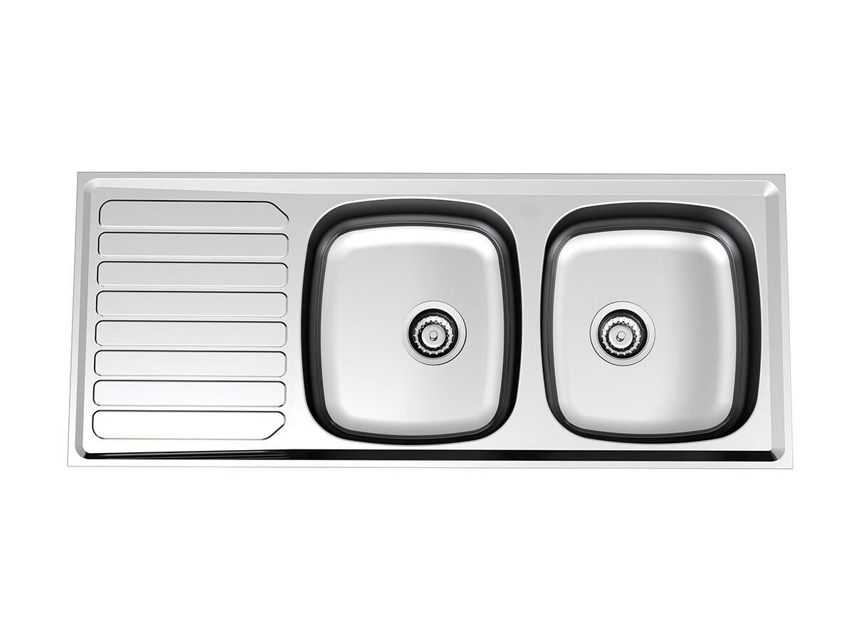 reece Base MK2 Double Bowl Reversible Sink 1200mm No Taphole Stainless Steel