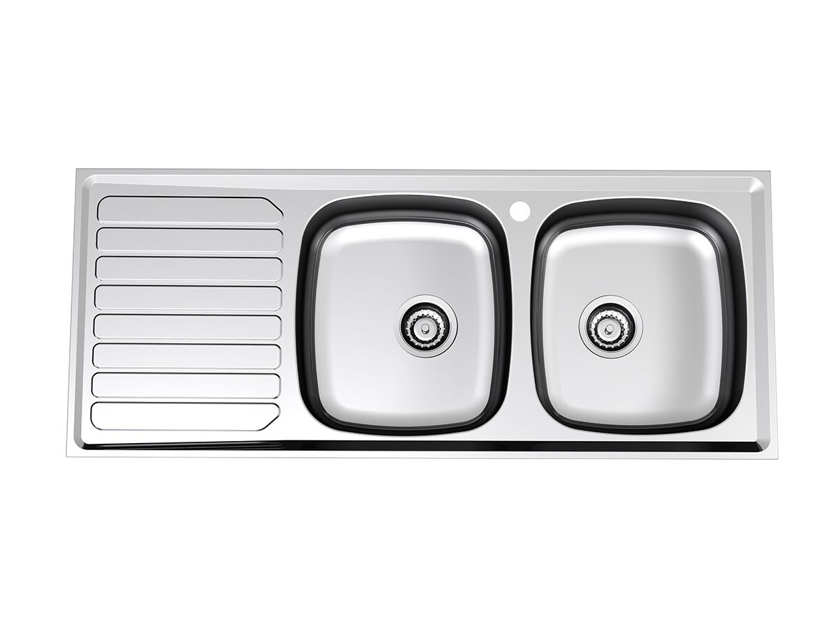 reece Base MK2 Double Bowl Sink 1200mm 1 Taphole Right Hand Bowl Stainless Steel