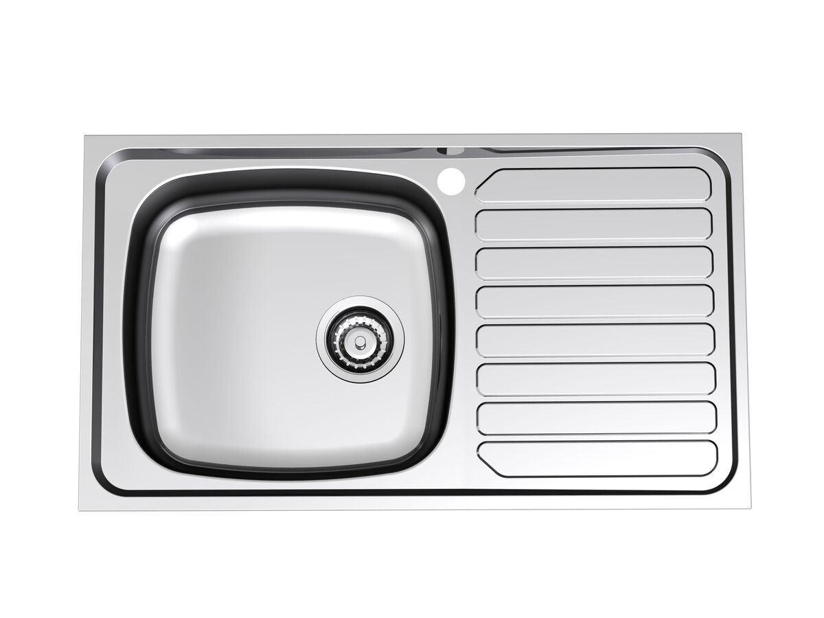 reece Base MK2 Single Bowl Sink 1 Taphole Left Hand Bowl 820mm Stainless Steel