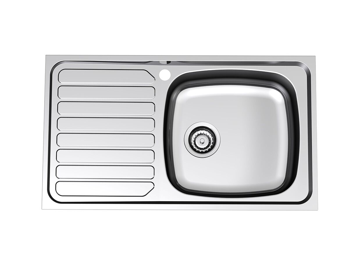 reece Base MK2 Single Bowl Sink 1 Taphole Right Hand Bowl 820mm Stainless Steel