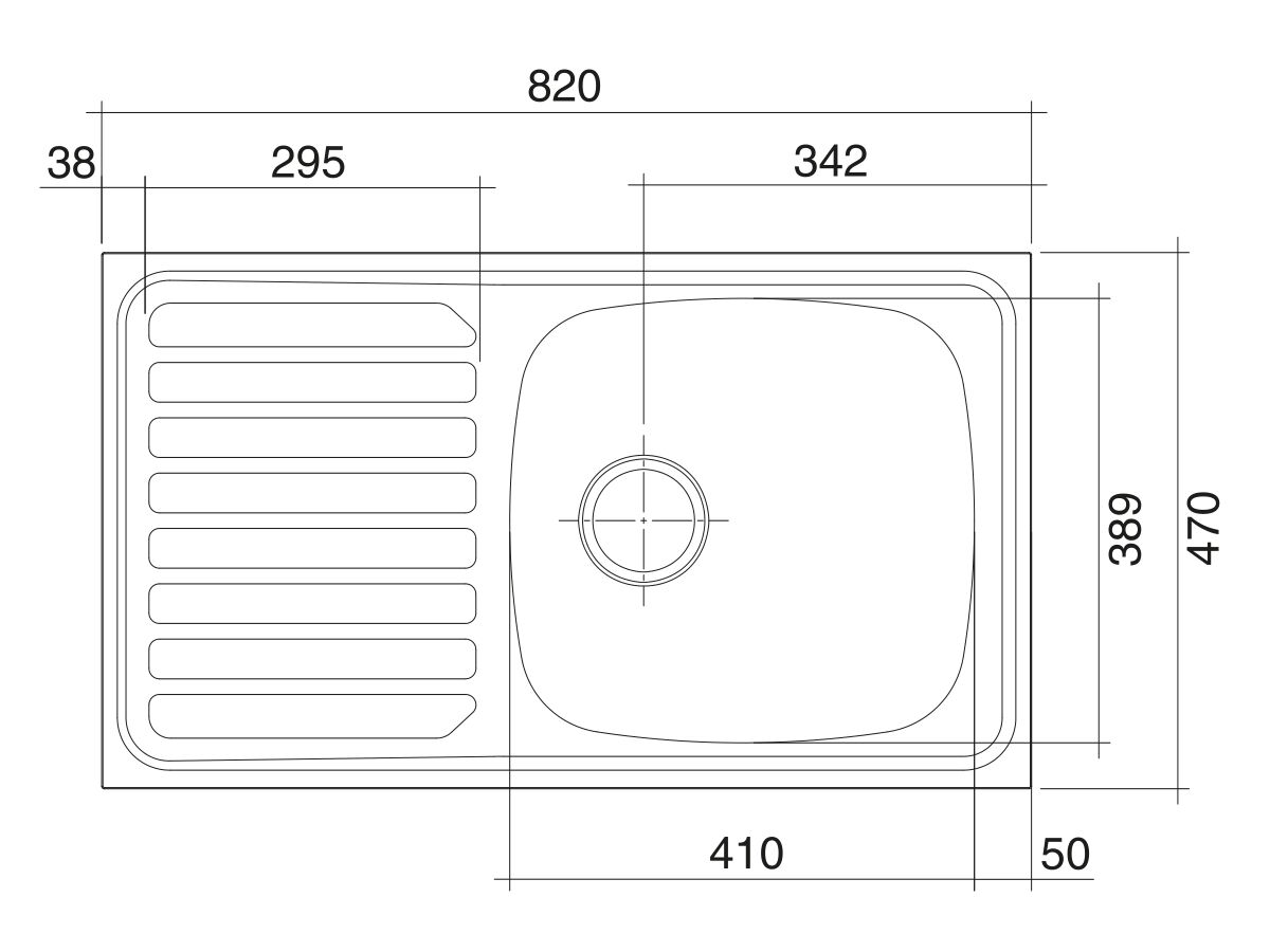 Reece Base MK2 Single Reversible Bowl Sink 820mm No Taphole Stainless Steel
