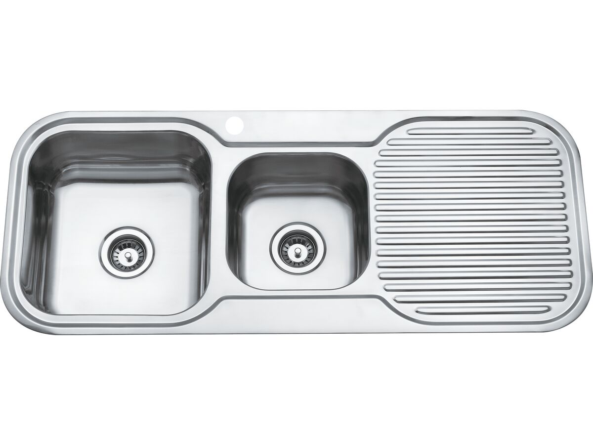 reece Base MK3 1 & 3/4 Bowl Sink 1 Taphole Left Hand Bowl 1200mm Stainless Steel