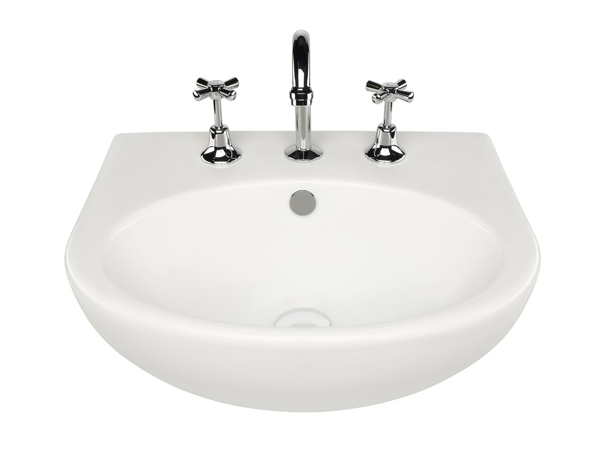 Reece Base Semi Recessed Basin 3 Tapholes 500mm White