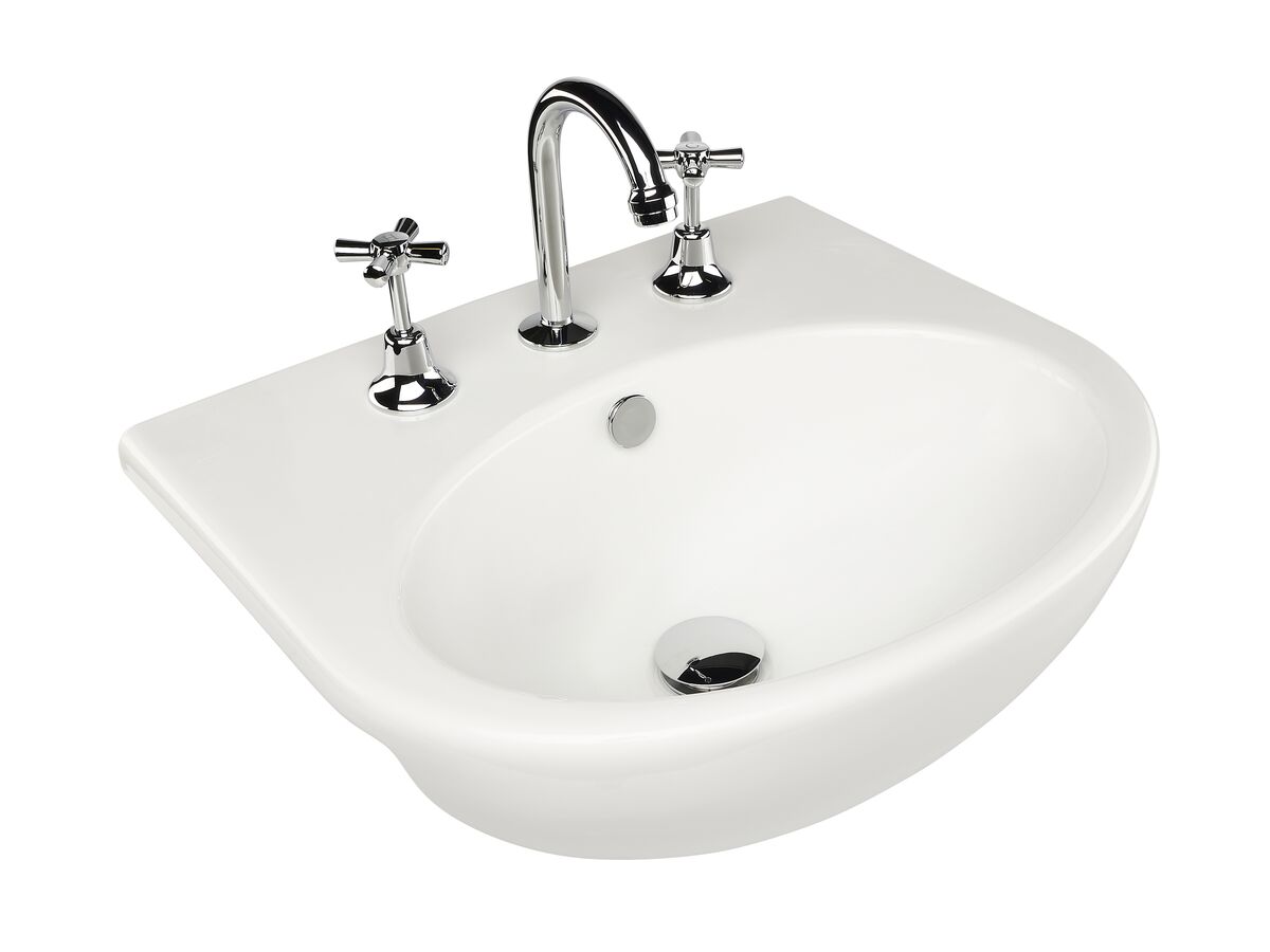 reece Base Semi Recessed Basin 3 Tapholes 500mm White