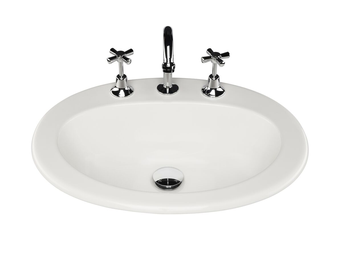Reece Base Vanity Basin With Front Overflow 3 Taphole 540 X 445mm White