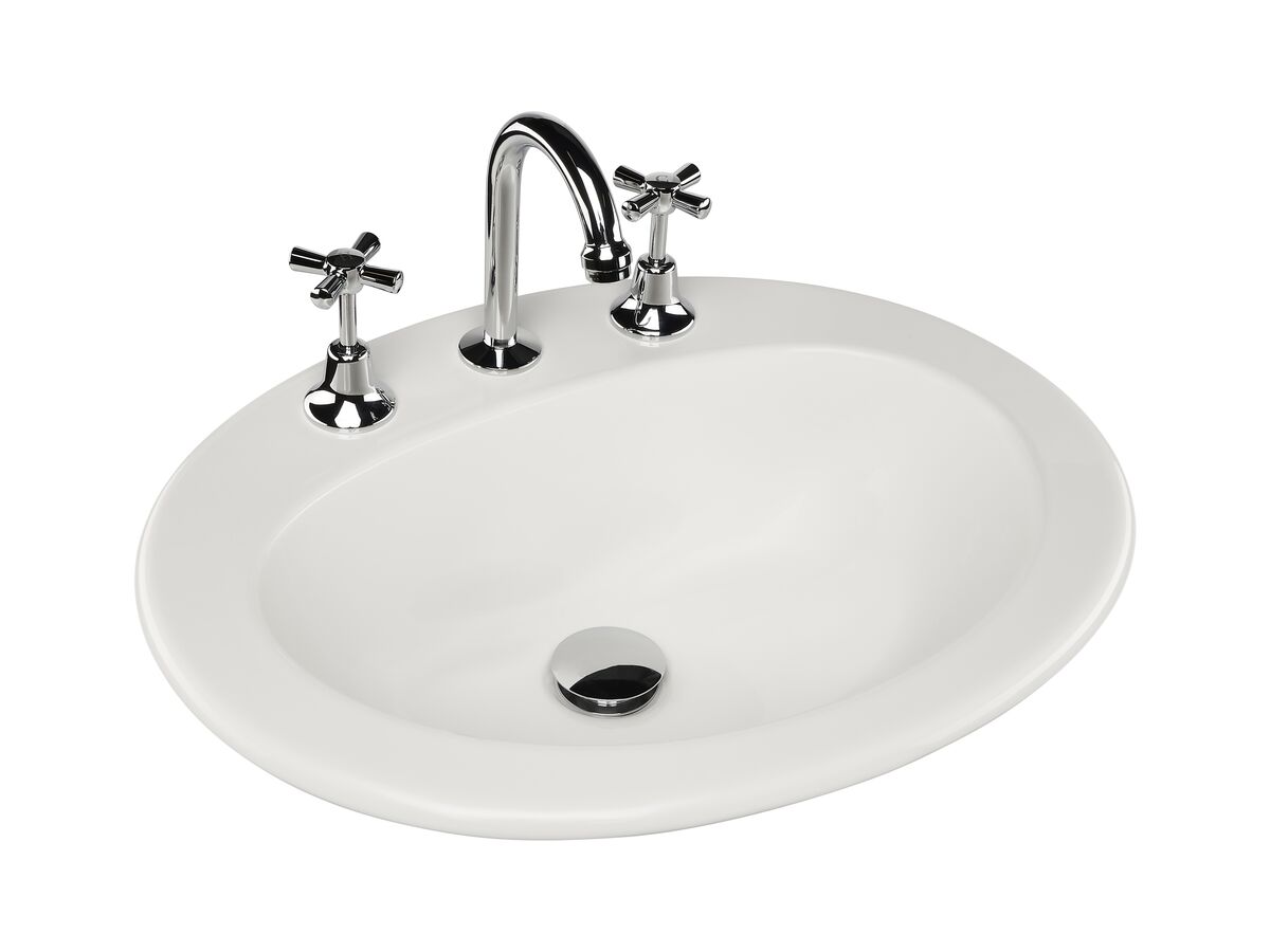 reece Base Vanity Basin with Front Overflow 3 Taphole 540 x 445mm White