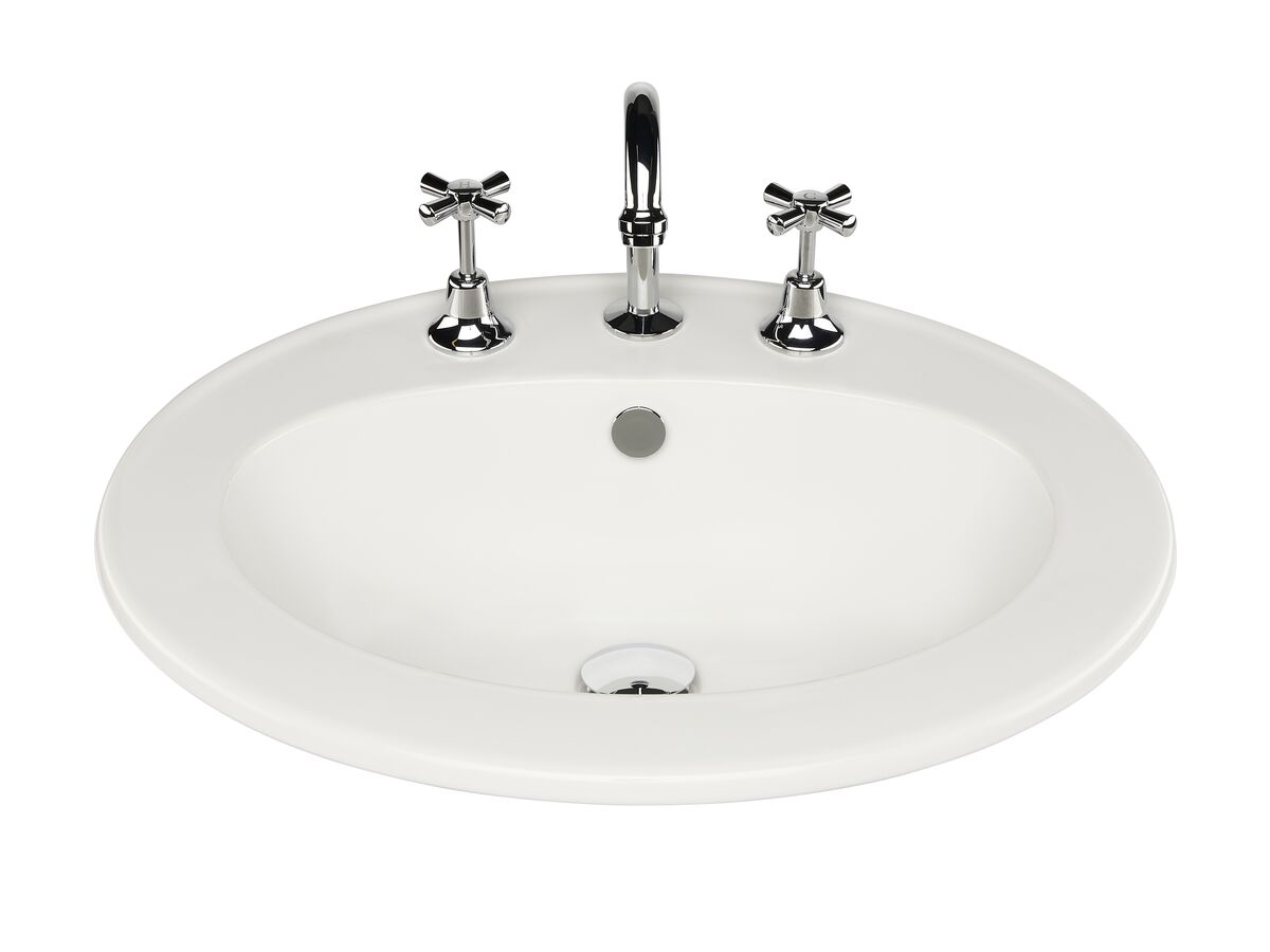 Reece Base Vanity Basin With Overflow 3 Taphole 560 X 480mm White