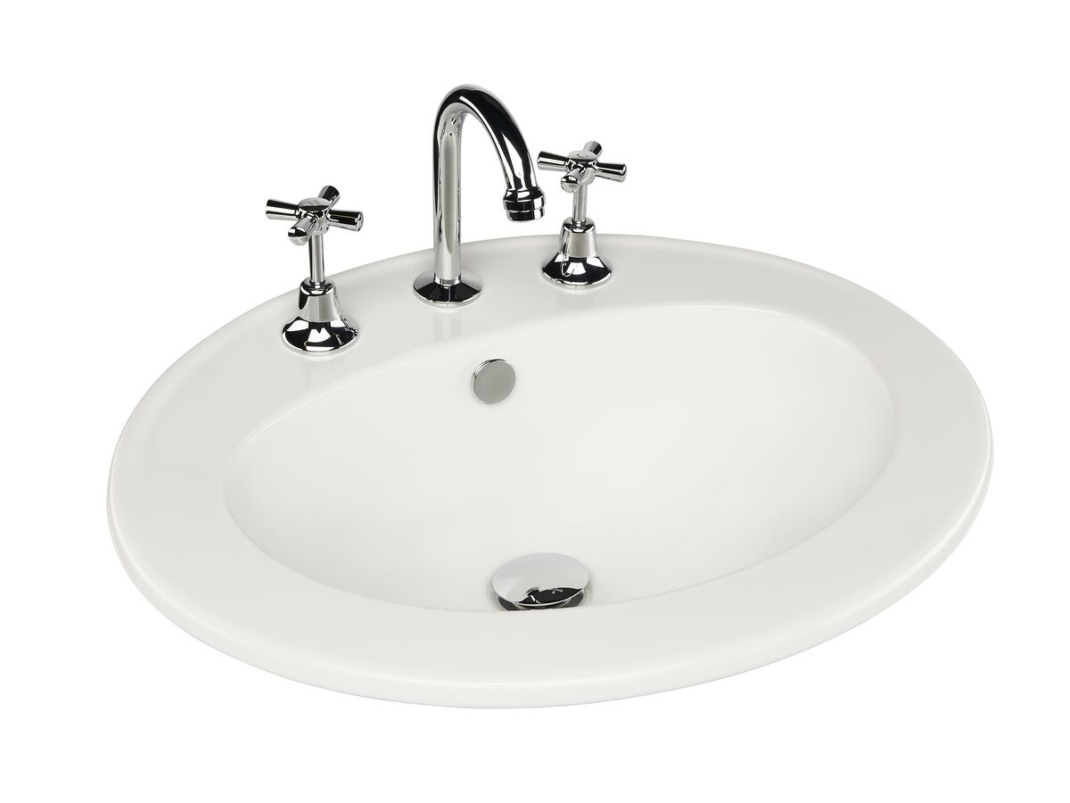 reece Base Vanity Basin with Overflow 3 Taphole 560 x 480mm White