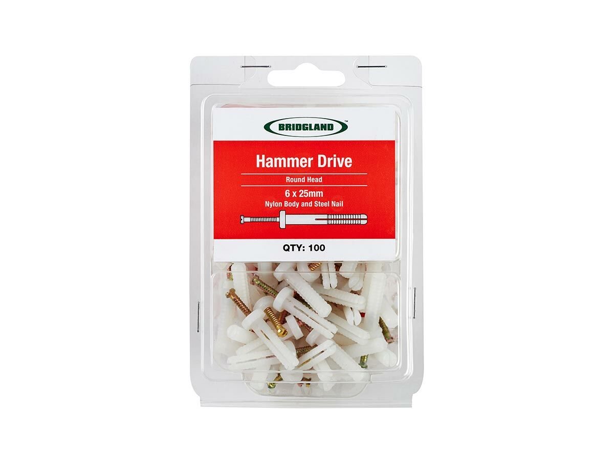 reece Bridgland Nylon Hammer Drive Round Head 6mm x 25mm (100)