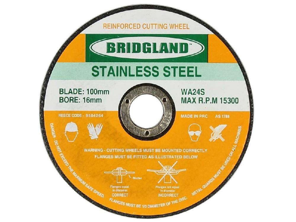reece Bridgland Stainless Steel Cutting Disc 100mm x 1mm x 16mm