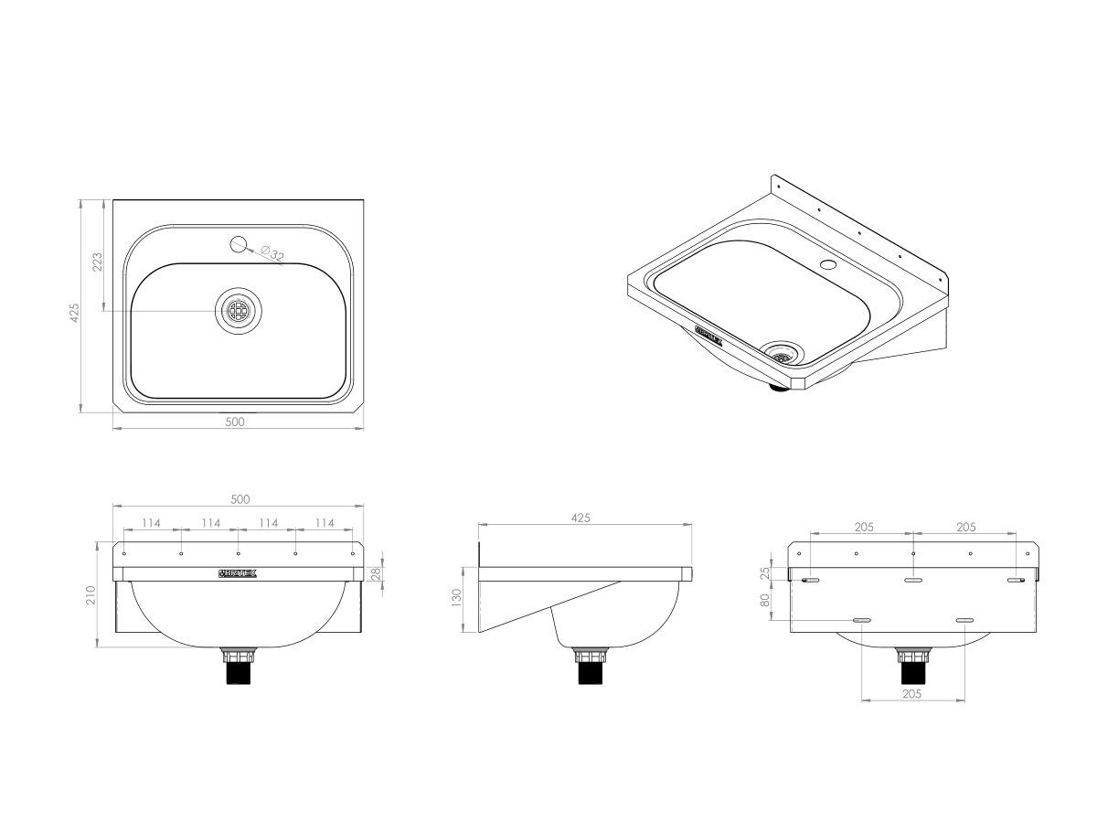 Reece Britex Vanity Inset Basin 500 X 405 X 160mm Stainless Steel
