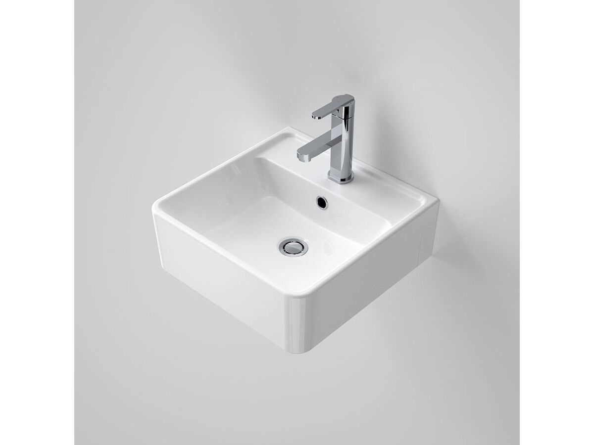 reece Caroma Carboni Wall Basin with Overflow 1 Taphole White