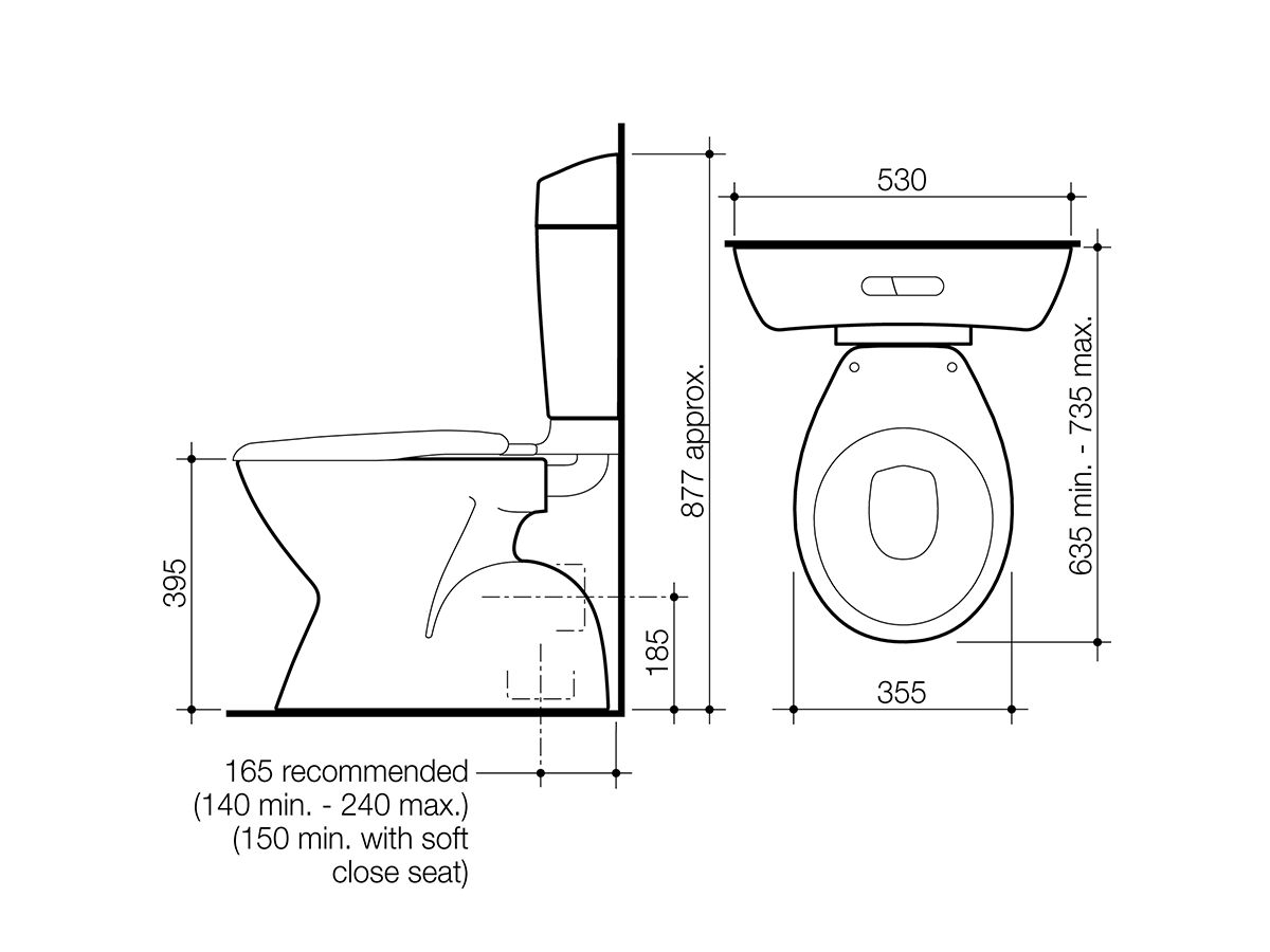 Reece Caroma Concorde Concealed Uniset II P Trap Toilet Suite White (4 Star)