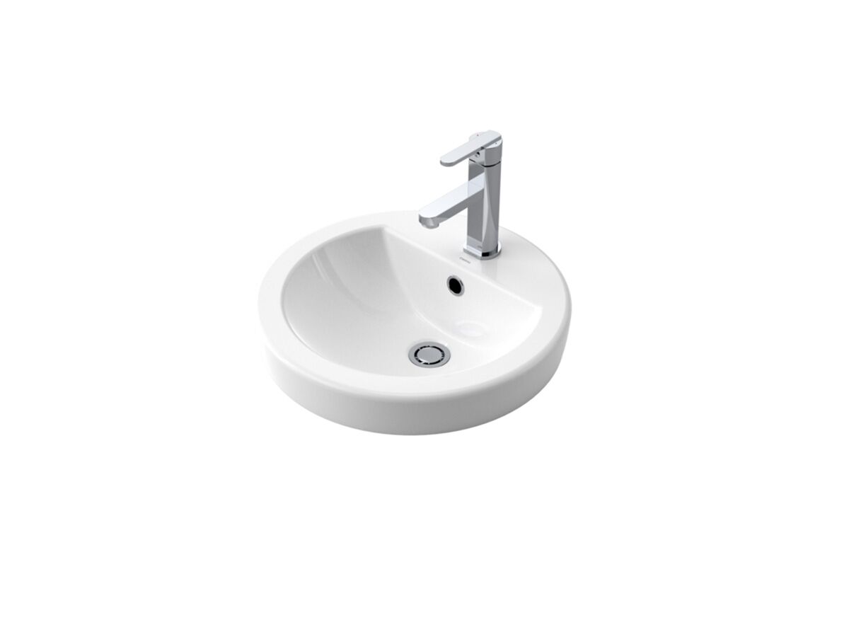 reece Caroma Cosmo Inset Basin 1 Taphole Overflow White