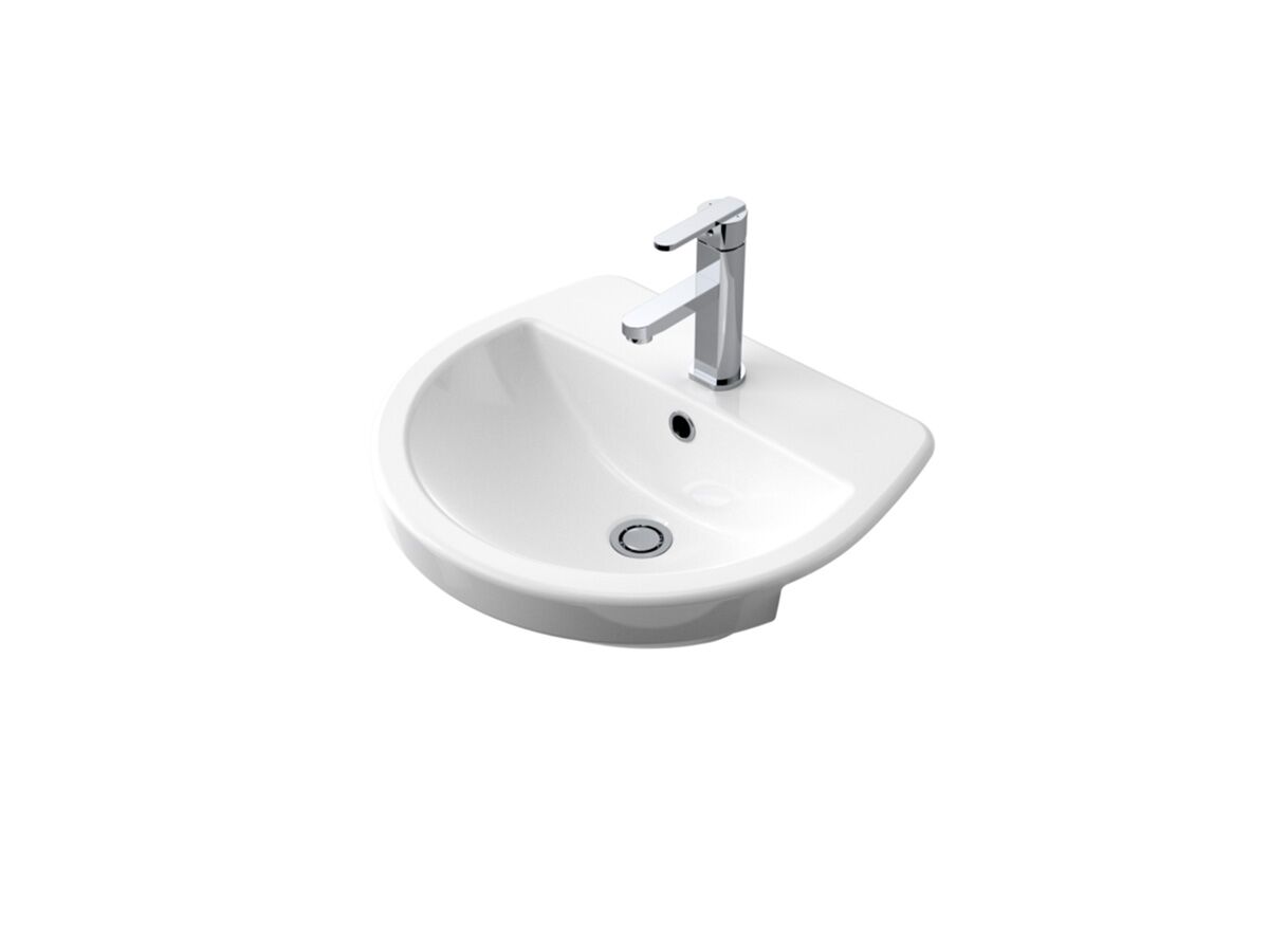 reece Caroma Cosmo Semi Recessed Vanity Basin 3 Tapholes 500 x 400mm White