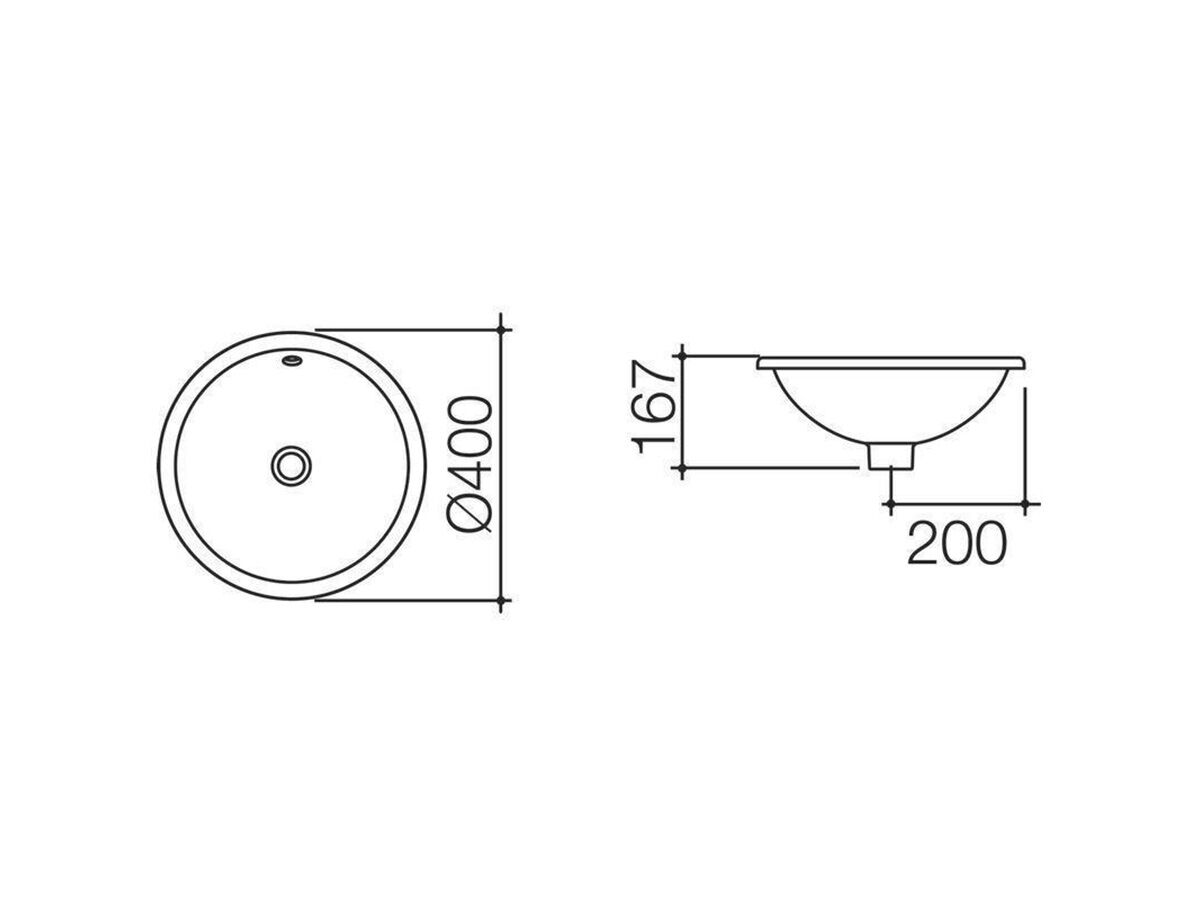 Reece Caroma Cosmo Undercounter/Overcounter Basin With Overflow No Taphole White