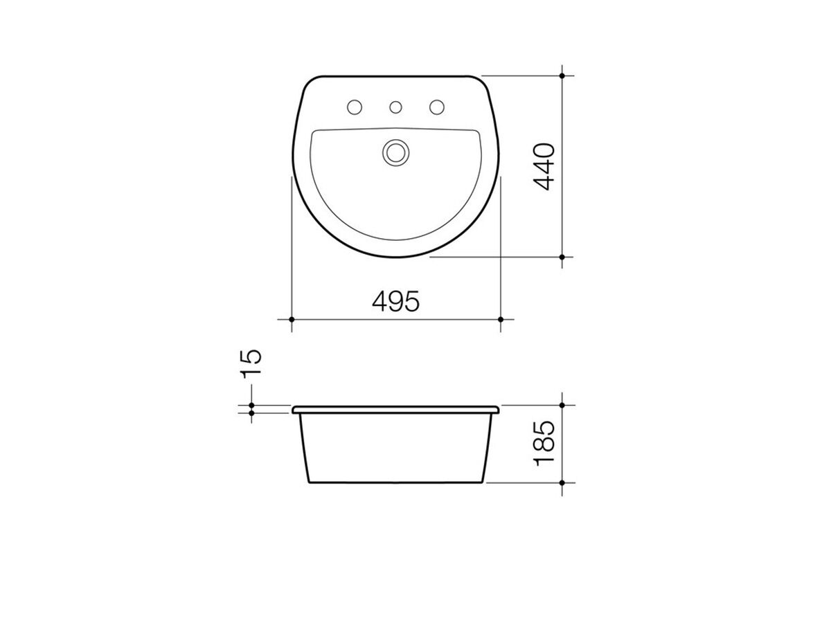 Reece Caroma Cosmo Vanity Basin 1 Taphole 500 X 440mm White