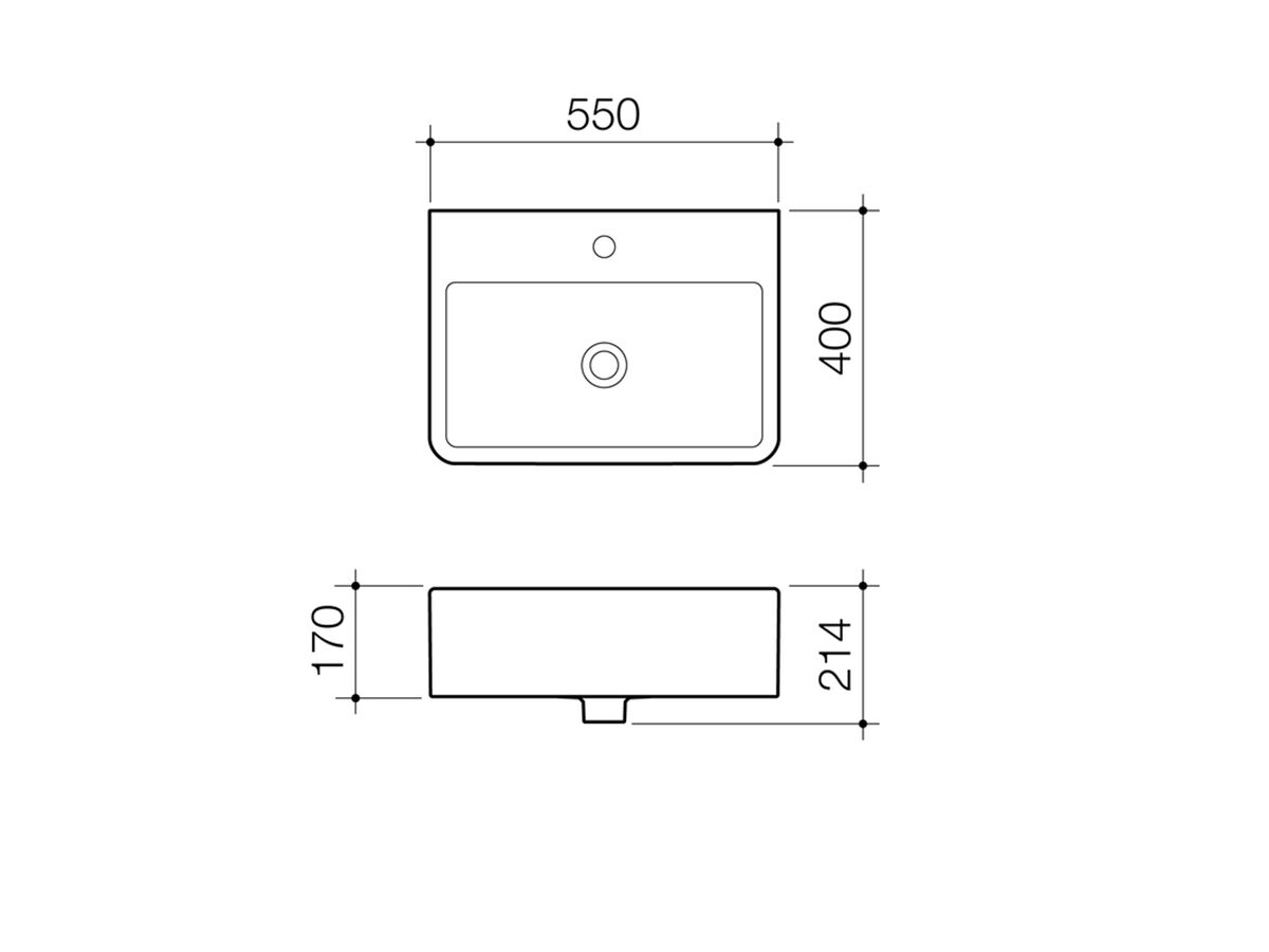 Reece Caroma Cubus Utility Wall Basin With Overflow 1 Taphole White