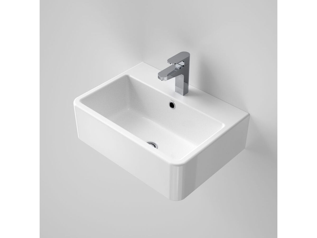 reece Caroma Cubus Utility Wall Basin with Overflow 1 Taphole White