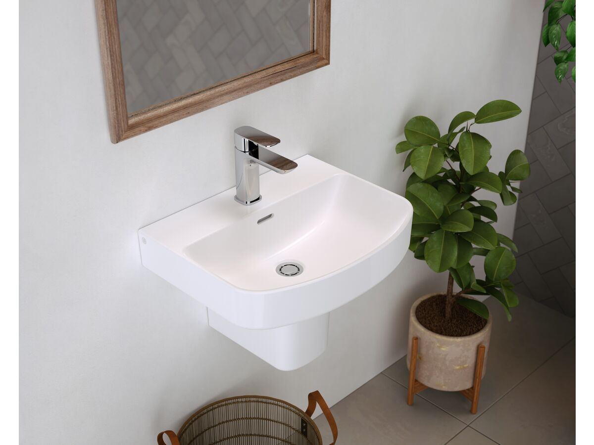 Reece Caroma Forma 500mm Wall Basin 1 Taphole With Overflow
