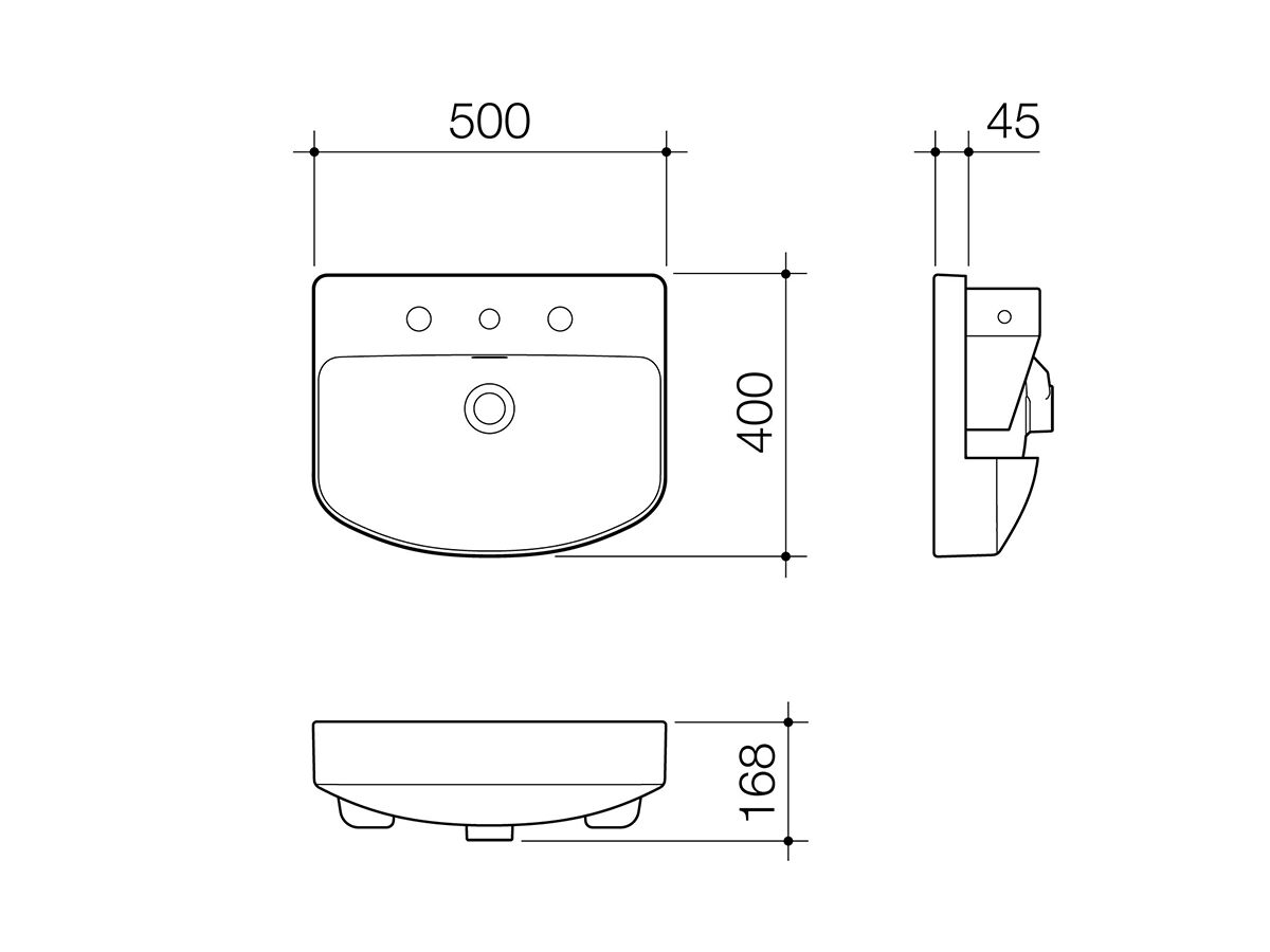 Reece Caroma Forma Semi Recessed Basin 3 Taphole With Overflow