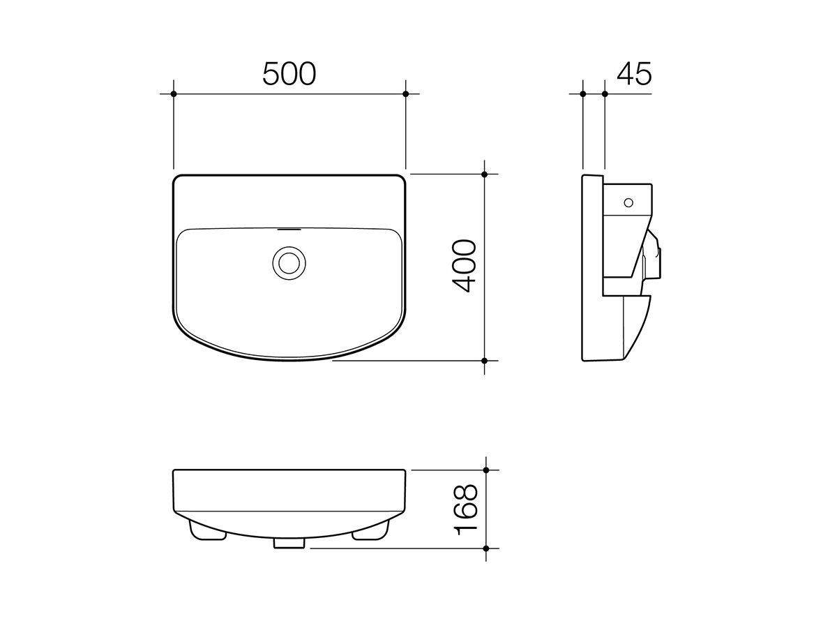 Reece Caroma Forma Semi Recessed Basin No Taphole With Overflow