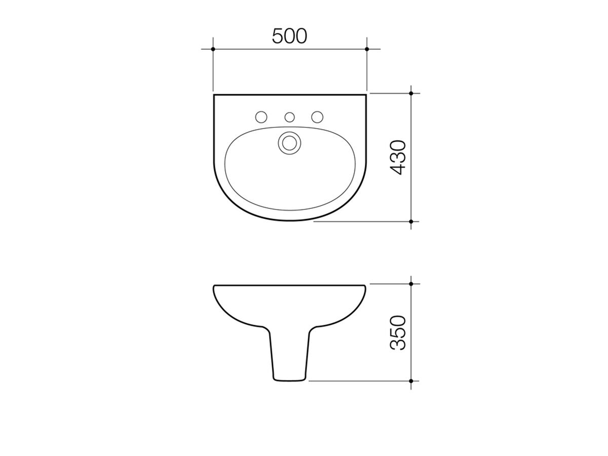 Reece Caroma Integra Wall Basin 1 Taphole 500 X 430mm White