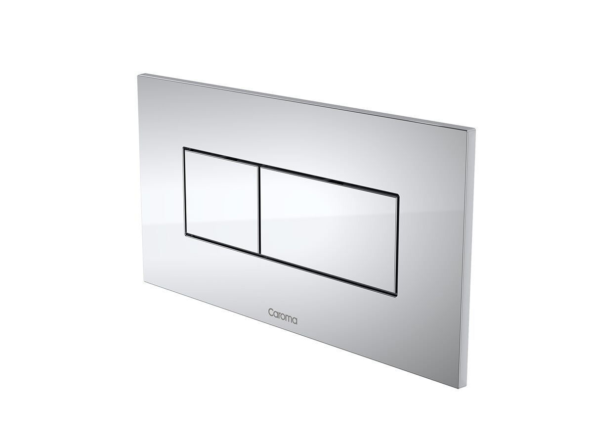 Reece Caroma Invisi II Rectangular Metal Dual Flush Plate/Button Satin Chrome