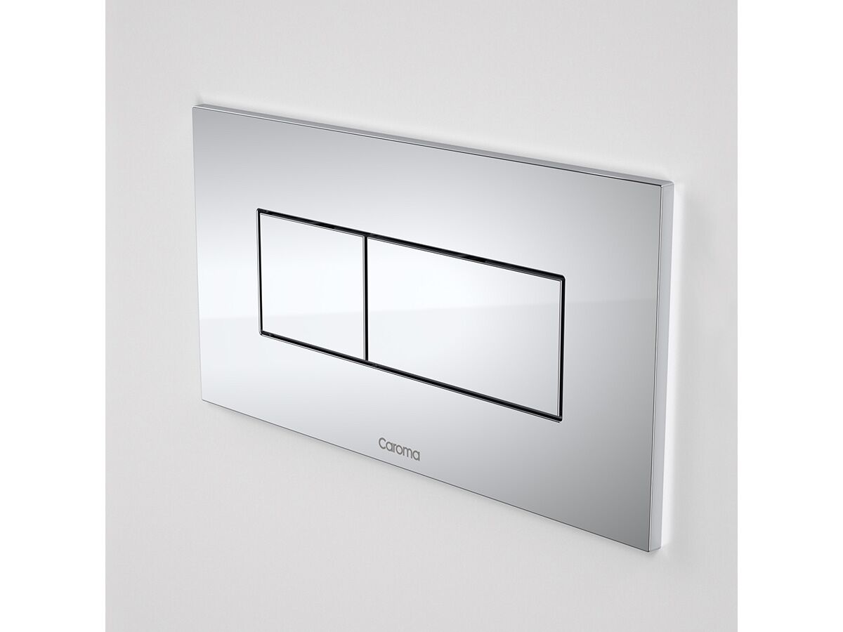 reece Caroma Invisi II Rectangular Metal Dual Flush Plate/Button Satin Chrome