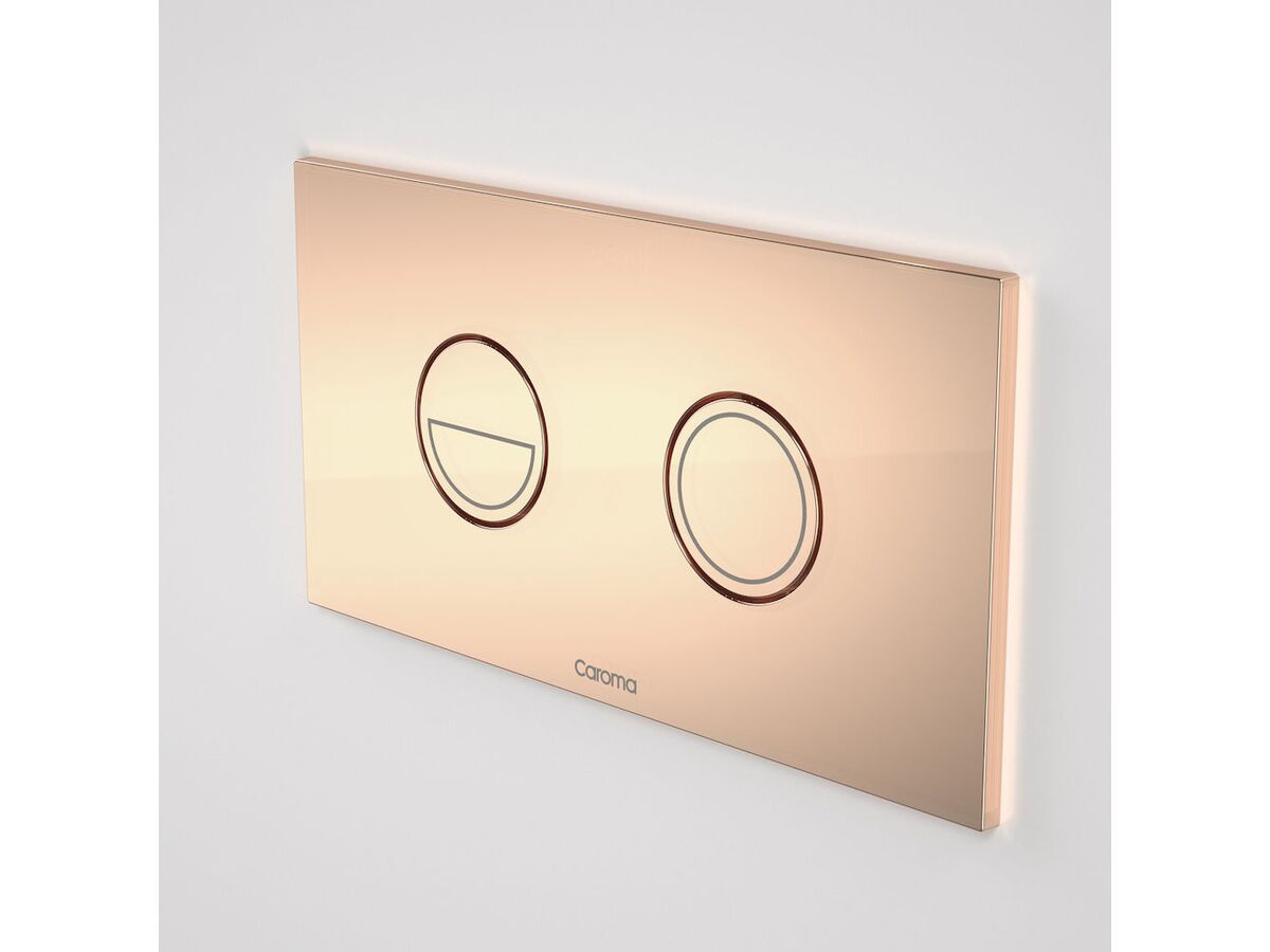 reece Caroma Invisi II Round Dual Flush Metal Plate & Buttons Copper reece Caroma Invisi II Round Dual Flush Metal Plate & Buttons Copper