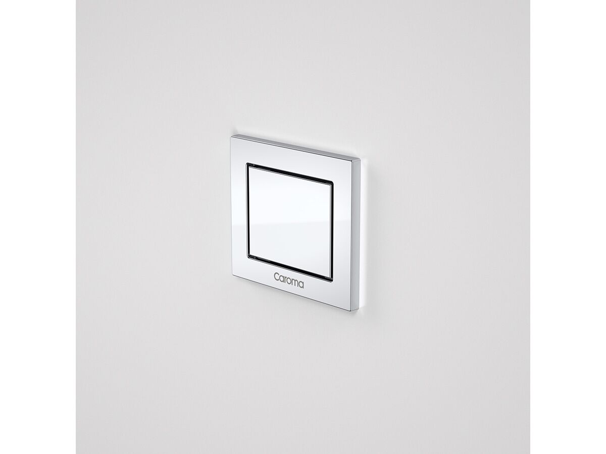 reece Caroma Invisi II Single Flush Rectangular Custom Button Satin Chrome