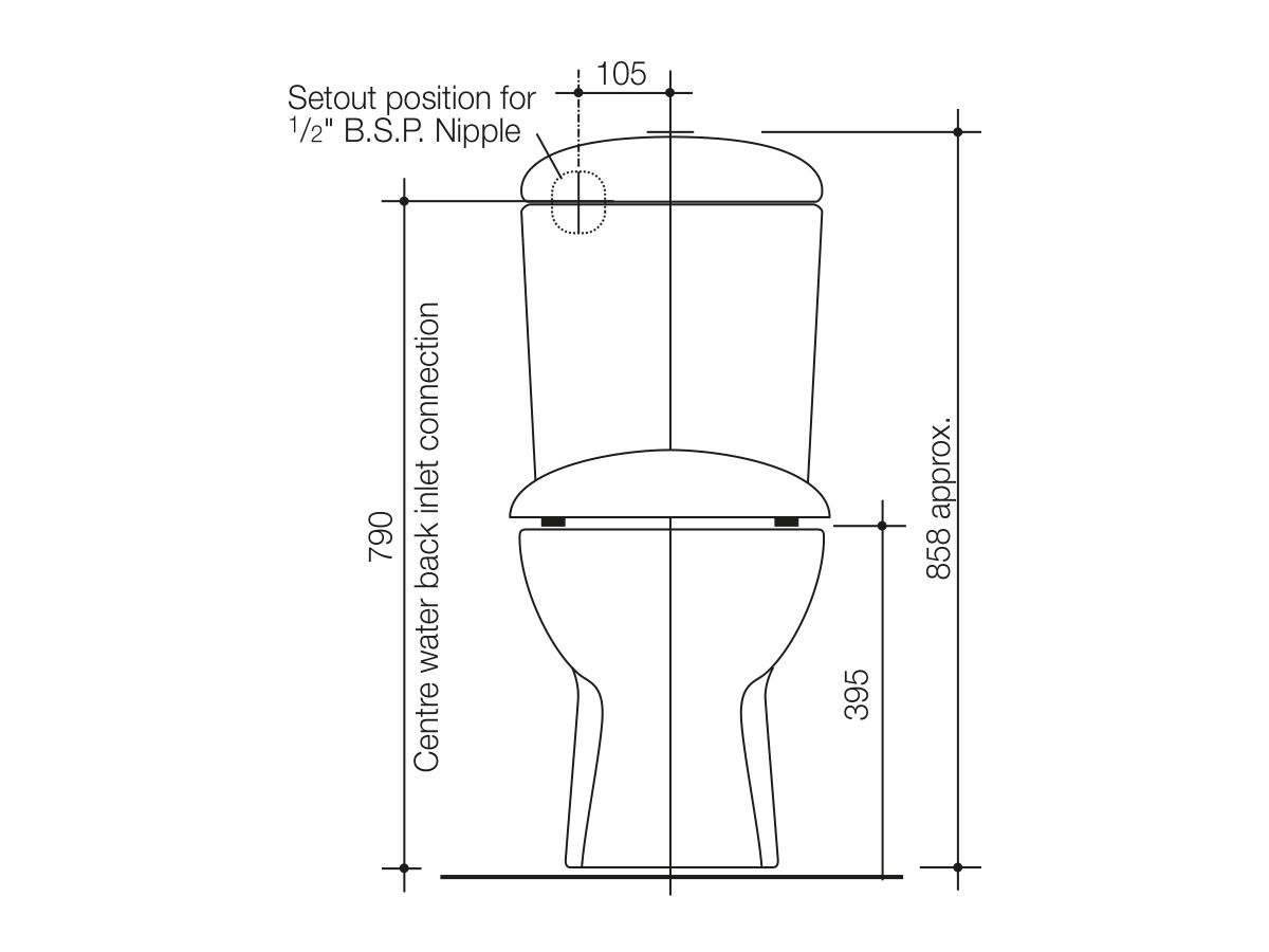 Reece Caroma Leda Round Wall Faced Close Coupled Back Entry Toilet Suite With Soft Close Seat White (4 Star)