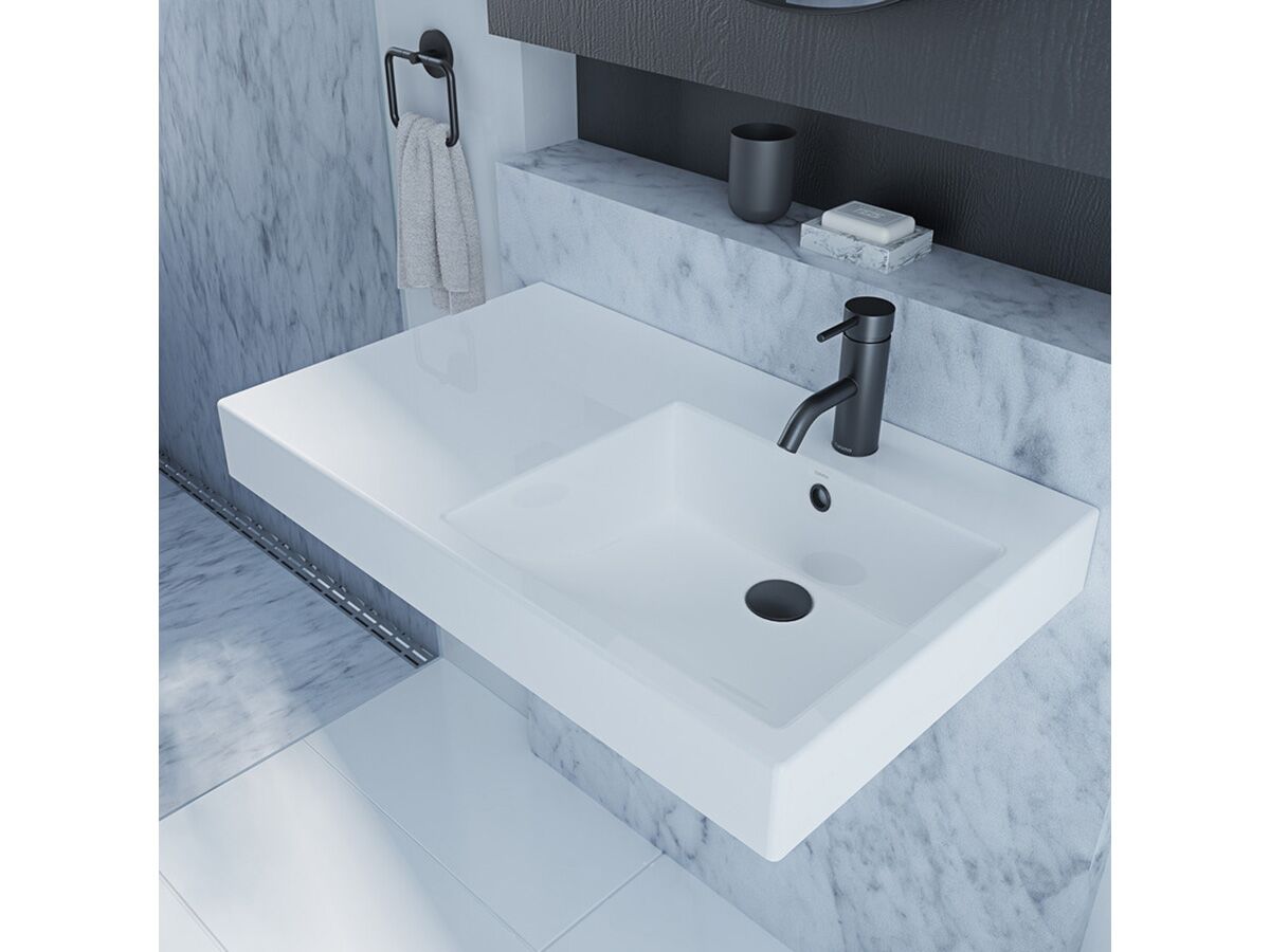 Reece Caroma Liano Nexus 750 Wall Basin LHS O/F 1 Taphole White