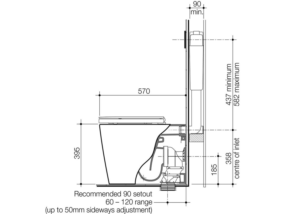 Reece Caroma Liano Wall Faced Invisi II Back Inlet Toilet Suite White (4 Star)