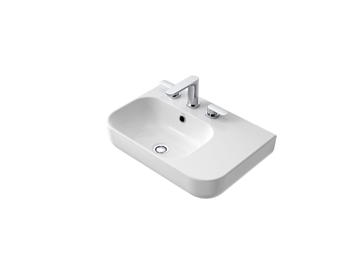 Reece Caroma Luna Wall Basin 3 Tapholes Overflow White