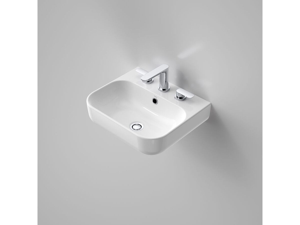 reece Caroma Luna Wall Basin 3 Tapholes Overflow White