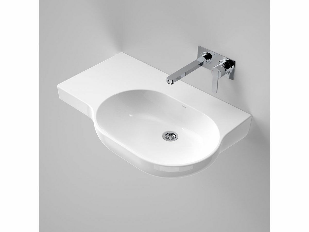 reece Caroma Opal Wall Basin Left Hand Shelf without Overflow No Taphole 720mm White