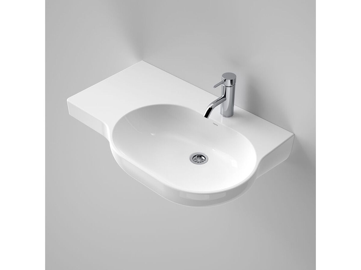 reece Caroma Opal Wall Basin Left Hand Shelf without Overflow 1 Taphole 720mm White