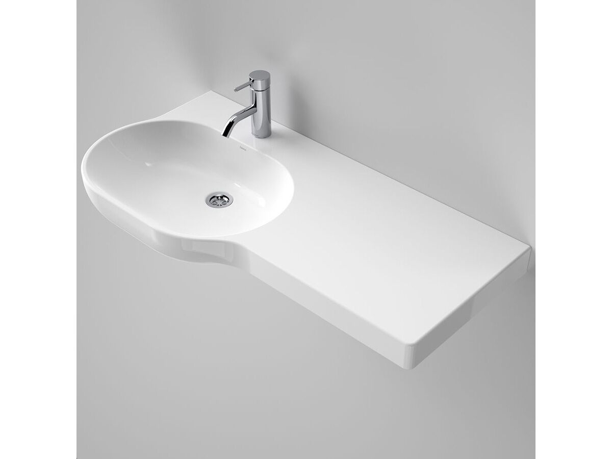 reece Caroma Opal Wall Basin Right Hand Shelf without Overflow 1 Taphole 920mm White