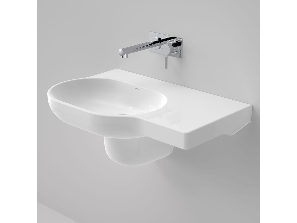 reece Caroma Opal Wall Basin Right Hand Shelf without Overflow No Taphole 720mm White