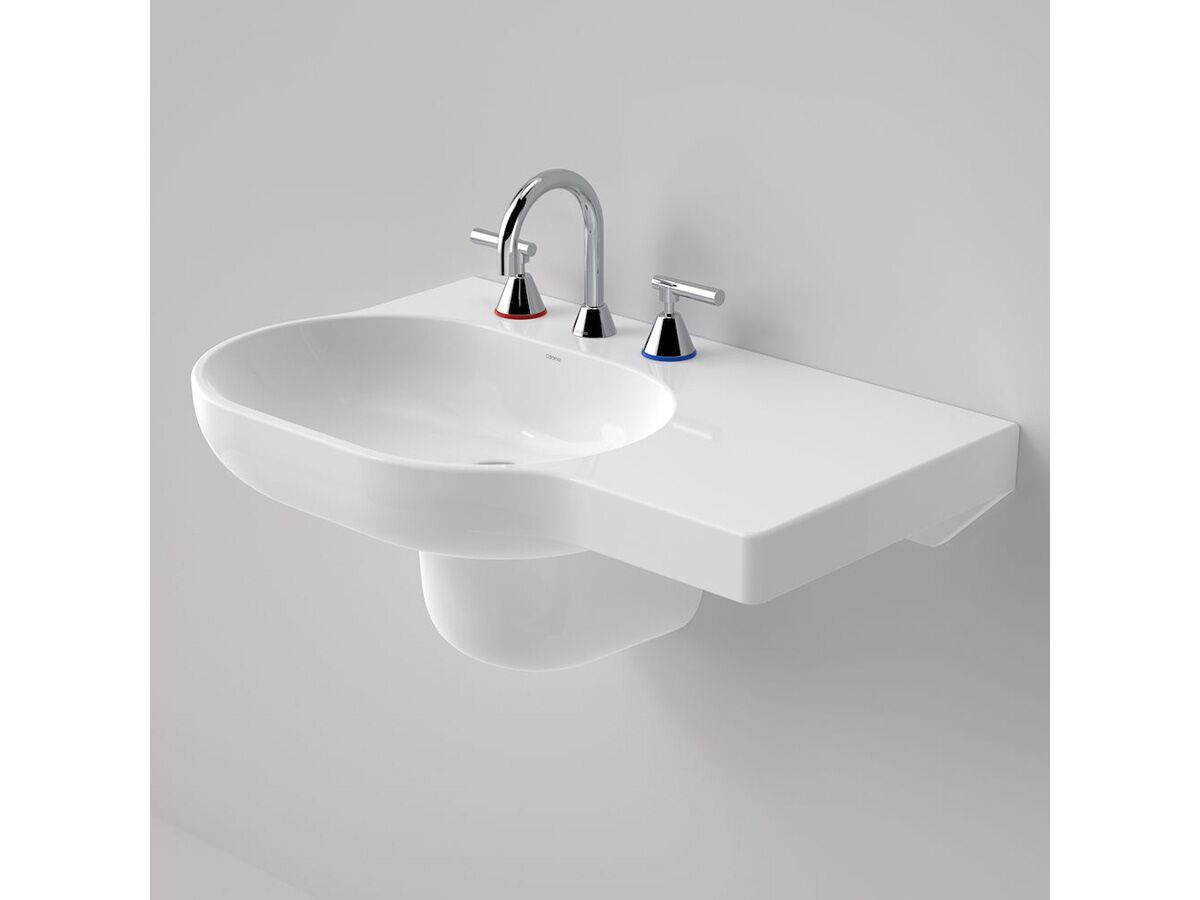 reece Caroma Opal Wall Basin Right Hand Shelf without Overflow 3 Taphole 720mm White