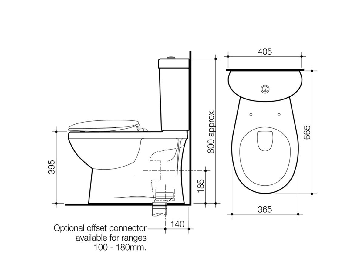 Reece Caroma Profile II Close Coupled S Trap Bottom Inlet Toilet Suite Standard Seat White (4 Star)