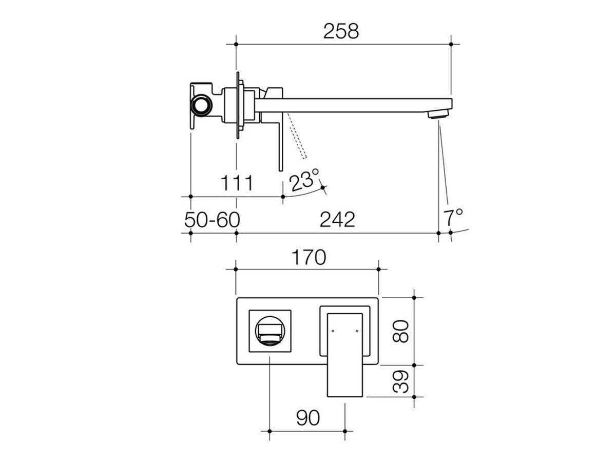 Reece Caroma Quatro Solid Bath Mixer Tap With Backplate 240mm Outlet Chrome