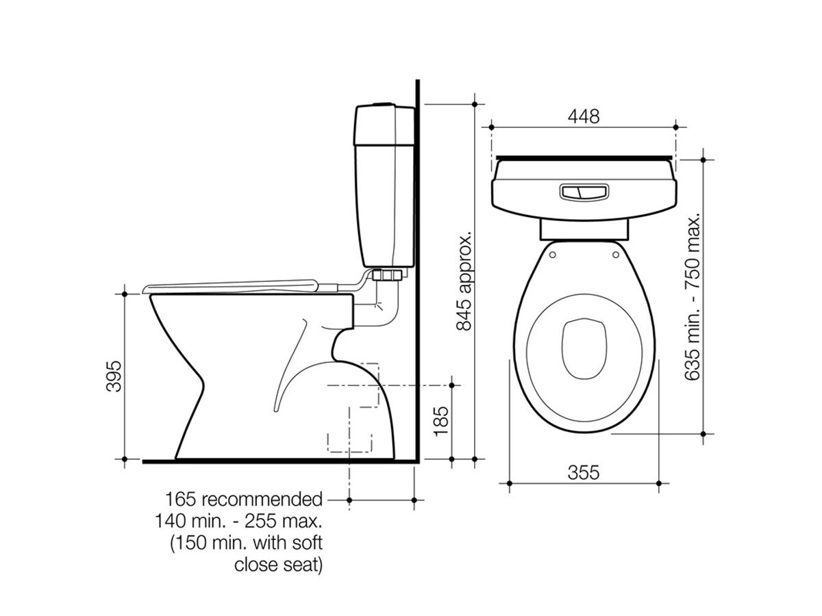 Reece Caroma Slimline Concorde Connector Suite With Seat S Trap White (4 Star)