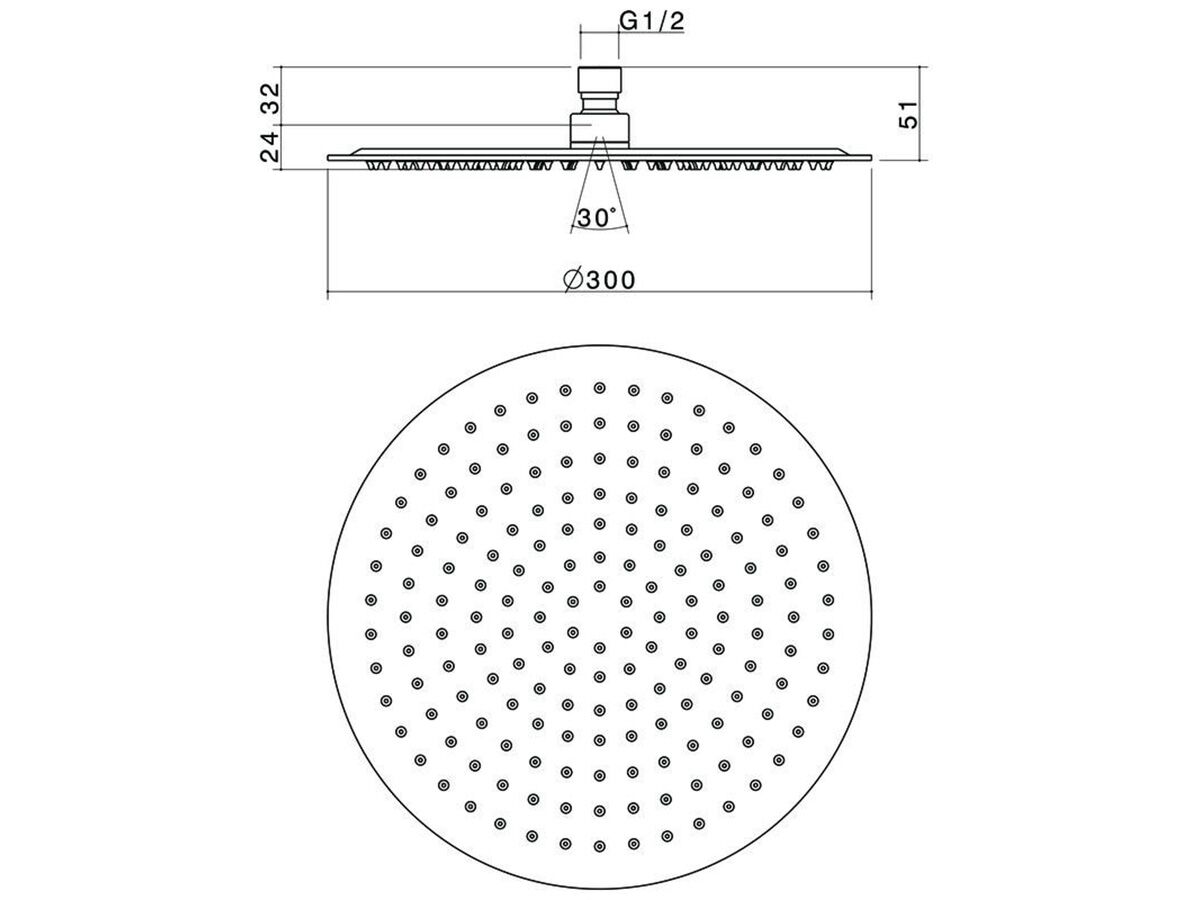 Reece Caroma Titan 1 Function Round Shower Head 300mm Stainless Steel (3 Star)
